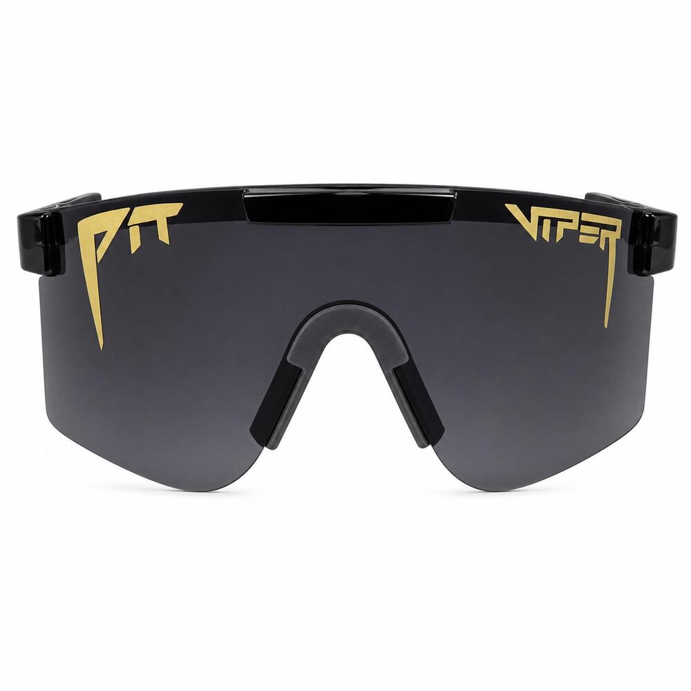 Pit Viper The Exec Original Black and Gold Oversized Shield Sunglasses NWOT